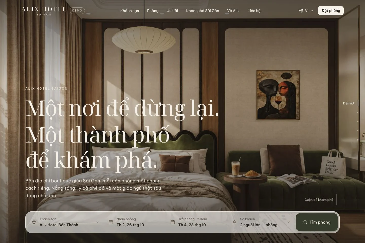 Screenshot of the ALIX demo website homepage.